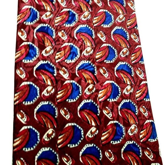 Christian Dior Monsieur Polyester Tie Red‎ Blue Abs - Picture 2 of 6